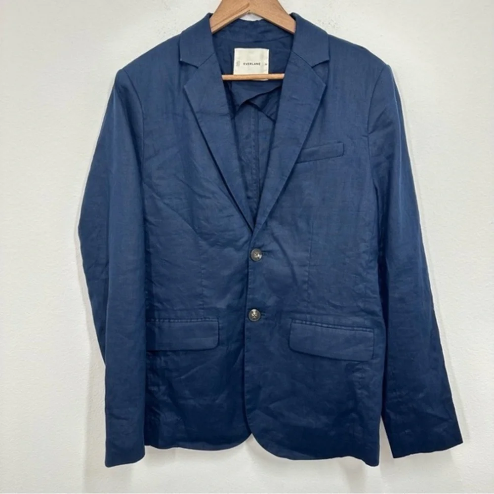 Everlane Men's Navy Blue 100% Linen Blazer Jacket Preppy Coastal Classic Size 38